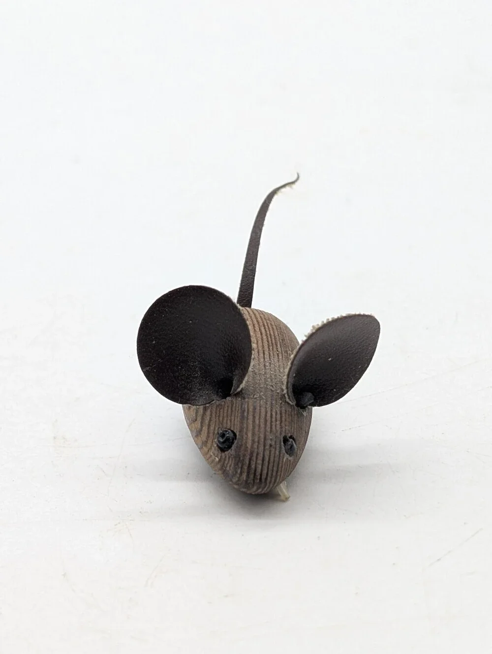 Vintage Mid Century Modern Danish Style Turned Wood Mouse Figurine